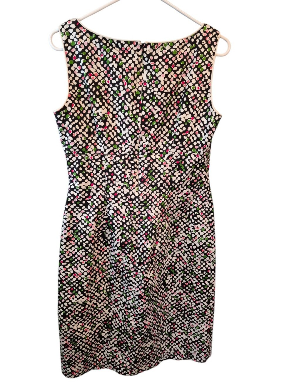 Talbots Scoop Neck Tank Lined Sheath Dress, Multicolor Dots, Size 6, Like New